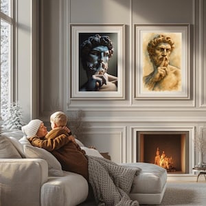 Whispers & Shadows, Mystical Wall Art, Statue of Zeus painting Greek god wall art Greek mythology painting, Unique Gift for Mythology Fans.