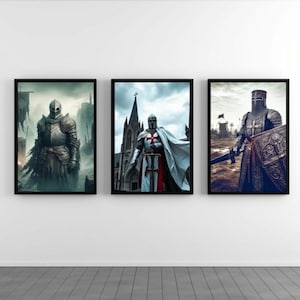 Templar Warriors Holy Battle Scene: Medieval Crusade Wall Art (Digital Download)