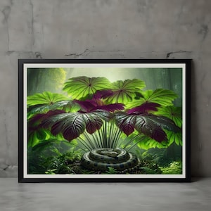 Tropical Rainforest Plant Art Print: Emerald Green, Anaconda Movie Poster, High Quality Canvas Print, Home Theatre Decor, Gallery Wall Art.