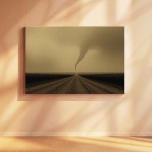 Storm Chasing Landscape Print: Funnel Cloud Country Road (Digital Download)