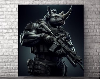 Rhino Gamer Guardian Print: Juggernaut Beast, Stealth Hybrid (Digital Download)
