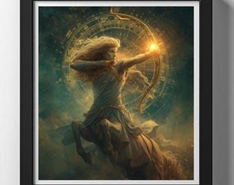 Sagittarius the Archer – Celestial Zodiac Art  Poster (Nov 22–Dec 21). Fire Sign of Sagittarius.