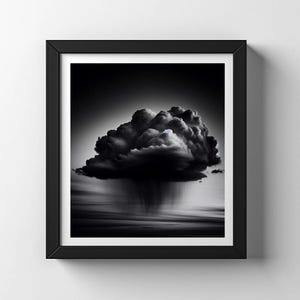 Impresión de nube de lluvia: Arte mural atmosférico en verde azulado oscuro (descarga digital, archivos PNG y JPG)