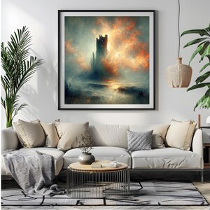 Dark Fantasy Tower Landscape: Castlevania, Fantasy Castle Illustration (Digital Download)
