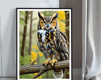 世界のフクロウのポスタープリント - アーティストのサイン入り