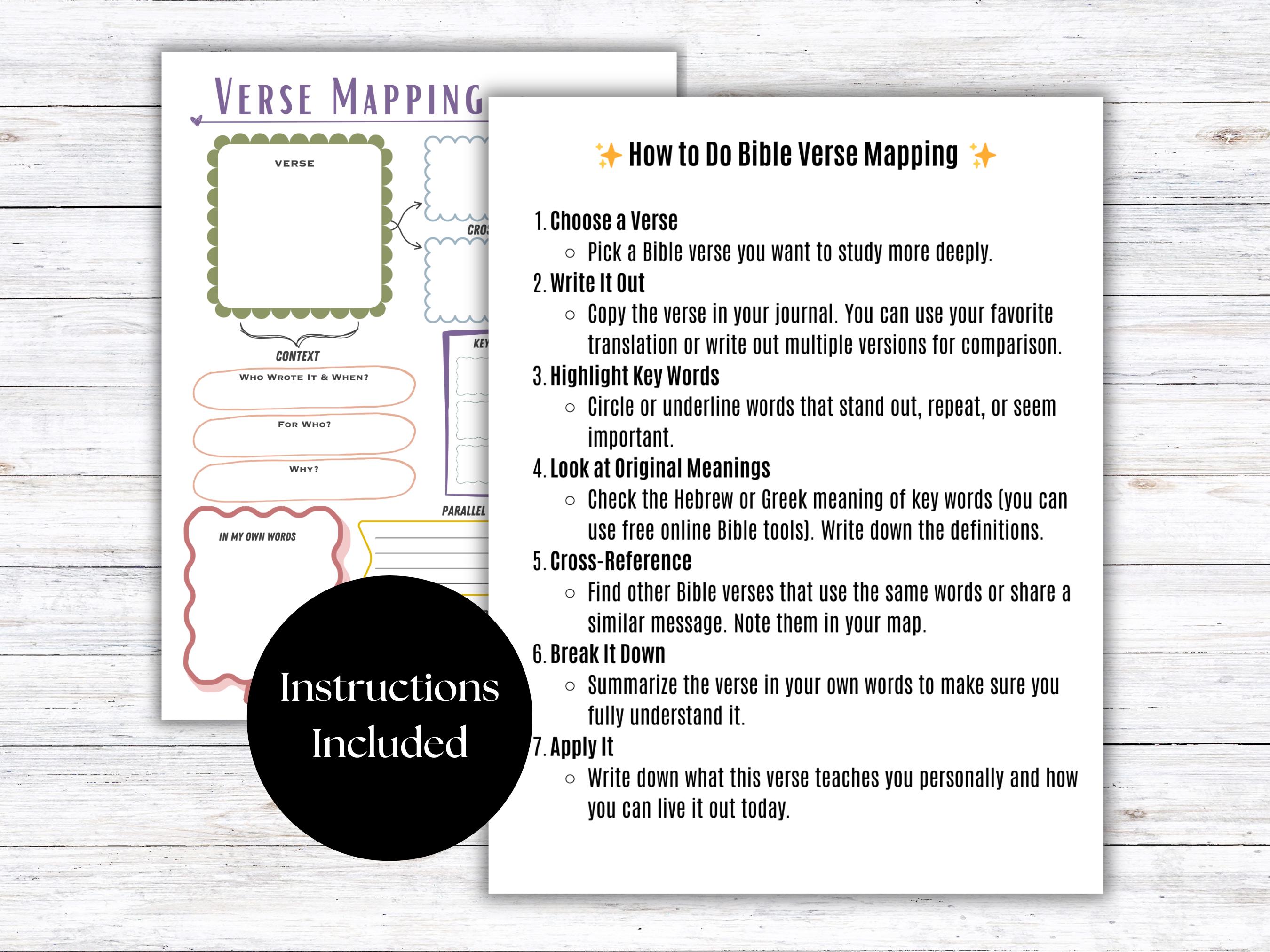 Bible Verse Mapping for Beginners PDF, Bible Study Guide Template ...