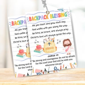 Printable Backpack Blessing Tag, Backpack Prayer, Back to School Prayer, First Day of School Gift Tag, Christian Backpack Tags, Open House
