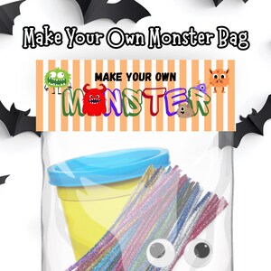 Machen Sie Ihren eigenen Monsterbeutel-Topper, Halloween-Leckerli-Tag, Halloween-Leckerli-Tasche, Halloween-Klassengeschenk, Bauen Sie Ihren eigenen Monster-Leckerbeutel-Topper