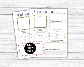 Bible Verse Mapping For Beginners PDF, Bible Study Guide Template, Bible Verse Mapping Journal, Verse Mapping Template for iPad