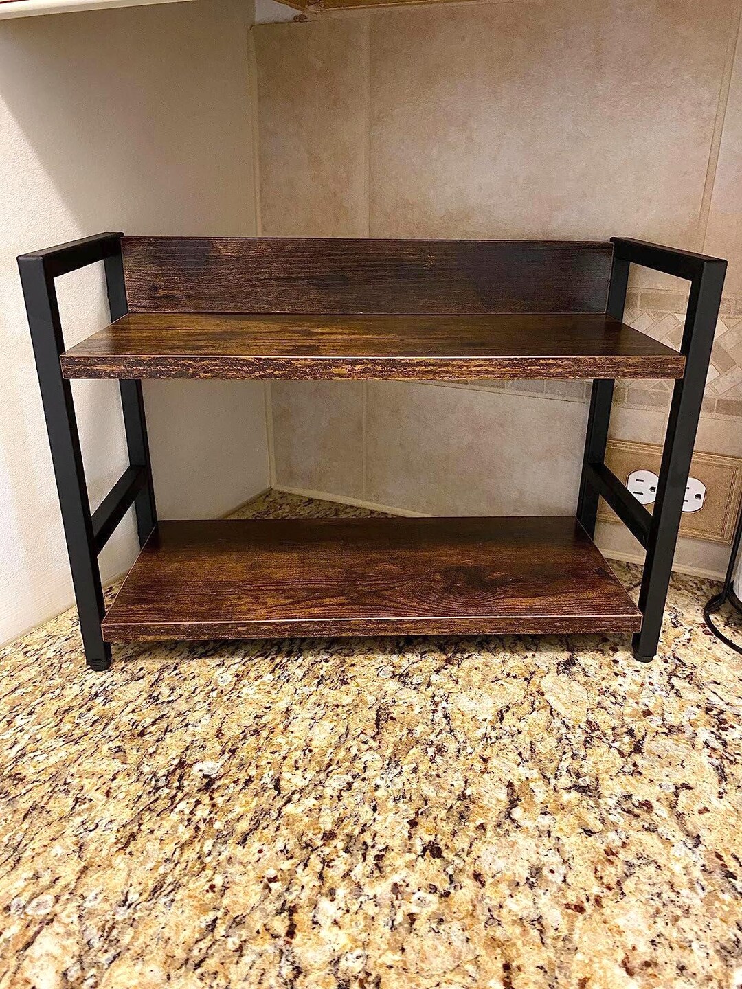 Rustic Rack Shelf Look Two Tier Spice Rack Counter Shelf Desktop Storage Organizer Rustic ...