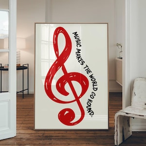Retro Music Quote Poster, Treble Clef Music Room Decor, Music Education Digital Wall Art, Music Teacher Classroom Print, Music Lover Gift