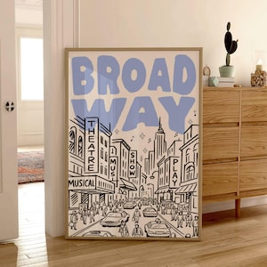 Broadway Line Art Poster, New York Digital Wall Art, Drama Classroom Print, Actor Actress Gift, Musical Theatre Kid Bedroom Decor