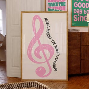 Retro Music Quote Poster, Treble Clef Music Room Decor, Music Education Digital Wall Art, Music Teacher Classroom Print, Music Lover Gift
