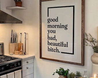 Cuadro inspirador "Bad Bitch", lámina con afirmación positiva, póster motivacional "Boss Babe", cita empoderadora y atrevida.