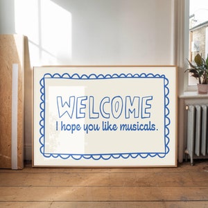 Letrero de bienvenida para amantes del teatro musical, póster para el aula de teatro, regalo para amantes de Broadway, decoración de habitación infantil de teatro, impresión de arte de pared digital de actor cantante