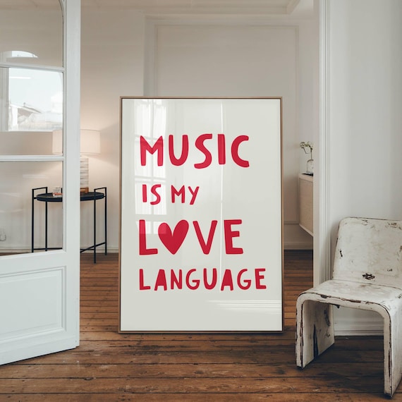 Music Lover Digital Wall Art, Valentine Music Classroom Decor