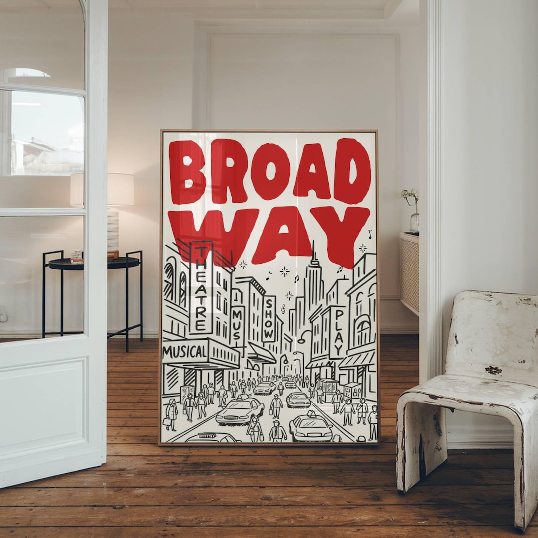 Broadway Line Art Poster, New York Digital Wall Art, Drama Classroom ...