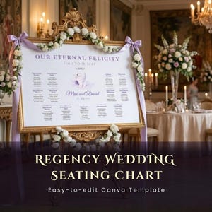 Regency Wedding Seating Chart | Masquerade Event | Historical Romance Table Plan | Afternoon Tea Party | Editable Canva Template