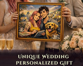 Retrato de pareja personalizado a partir de una foto / Regalo personalizado / Regalo de boda de fantasía / Regalo significativo para mejores amigos / Ilustración estilo novela gráfica