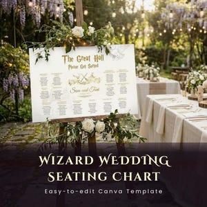 Zauberer-Hochzeits-Sitzplan | Zauberhafter Sitzplan | Anpassbare Canva Vorlage | Sofort Download
