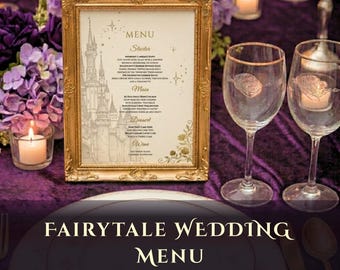 Fairytale Wedding Menu Template | Princess Storybook Wedding | Fantasy Reception Decor | Editable Canva Template