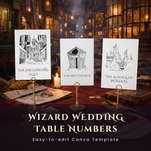 Wizard Wedding Table Numbers | Magic Events Table Cards | Editable Canva Template | Enchanted Table Signs for Fantasy Celebrations