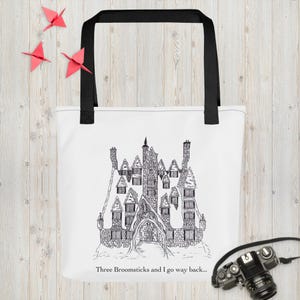 fourre-tout - toile, art du sorcier, cadeau pour amoureux des livres, fourre-tout littéraire fantastique | Sac shopping enchanté