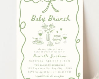 Baby Brunch Baby Shower Invite Template Baby Brunch Sprinkle Invite Gender Neutral Baby Sprinkle Digital Invitation Hand Drawn Invitation