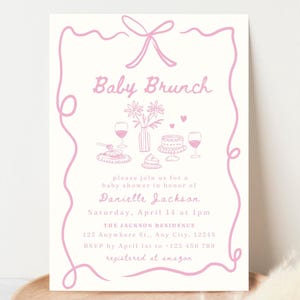 Baby Brunch Baby Shower laden Vorlage ein Baby Brunch Sprinkle Invite Mädchen Baby Sprinkle Digitale Einladung Hand gezeichnete Einladung Baby Shower