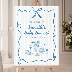 Baby Brunch Welcome Sign Template Brunch Baby Shower Welcome Poster Blue Boy Baby Shower Hand Drawn Baby Brunch Poster