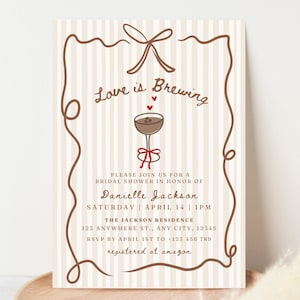 Love is Brewing Bridal Shower Invite Espresso Martini Bridal Shower Invite Bow Coffee Hand Drawn Espresso Coffee Bridal Shower
