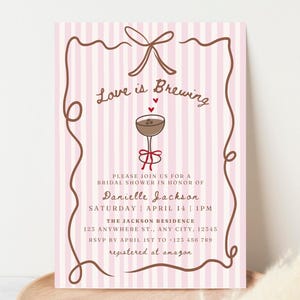 Love is Brewing Bridal Shower Invite Espresso Martini Bridal Shower Invite Bow Coffee Hand Drawn Espresso Coffee Bridal Shower