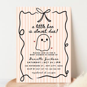 A Little Boo is Almost Due Halloween Baby Shower Invite A Little Boo Baby Shower Invitation Template Baby Ghost Baby Shower