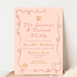 The Summer I Turned Thirty Invitation Coastal Birthday Invitation The Summer I Turned Pretty Thirty Beach Theme Party Hand Drawn Birthday