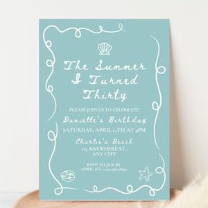 The Summer I Turned Thirty Invitation Coastal Birthday Invitation The Summer I Turned Pretty Thirty Beach Theme Party Hand Drawn Birthday