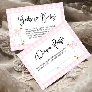 Silly Goose babyshower boeken voor baby Luier loterij set meisjesgans babyshower uitnodigingsset gans roze boek verzoek kaart luier loterij ticket