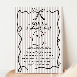 A Little Boo is Almost Due Halloween Baby Shower Invite A Little Boo Baby Shower Invitation Template Baby Ghost Baby Shower