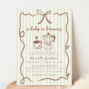 Coffee Baby Shower Invitation Baby Is Brewing Invite Coffee Bean Baby Shower Coffee Theme Cafe Bebe Baby Shower Baby Sprinkle Coffee