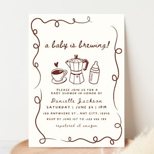 A Baby is Brewing Baby Shower Invitation Template Coffee Baby Shower Invite Parisian Cafe Theme Cafe Bebe Theme Coffee Themed Party