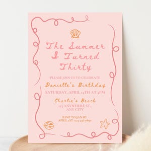 The Summer I Turned Thirty Invitation Coastal Birthday Invitation The Summer I Turned Pretty Thirty Beach Theme Party Hand Drawn Birthday