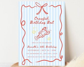Crawfish Boil Invitation Crawfish Boil Party Crawfish Boil Birthday Invite Editable Crawfish Birthday Boil Invitation Card Seafood Boil