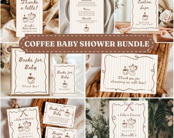 Coffee Baby Shower Bundle A Baby Is Brewing Baby Shower Coffee Theme Baby Shower Template Cafe Theme Baby Shower Baby Reveal Coffee