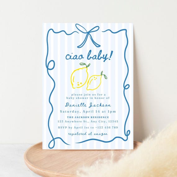 Ciao Baby Shower Invite Ciao Bambino Baby Shower Invitation Template Italian Themed Baby Shower Italian Baby Shower Ciao Baby Invite