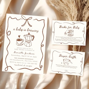 Carte d'invitation pour baby shower Coffee, livres pour bébé