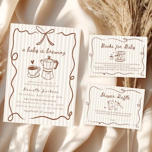 Libros de invitación para baby shower con temática de café, tarjetas para bebé, baby shower con temática de café, tarjeta para rifa de pañales, invitación a un bebé en ciernes, Cafe Bebe