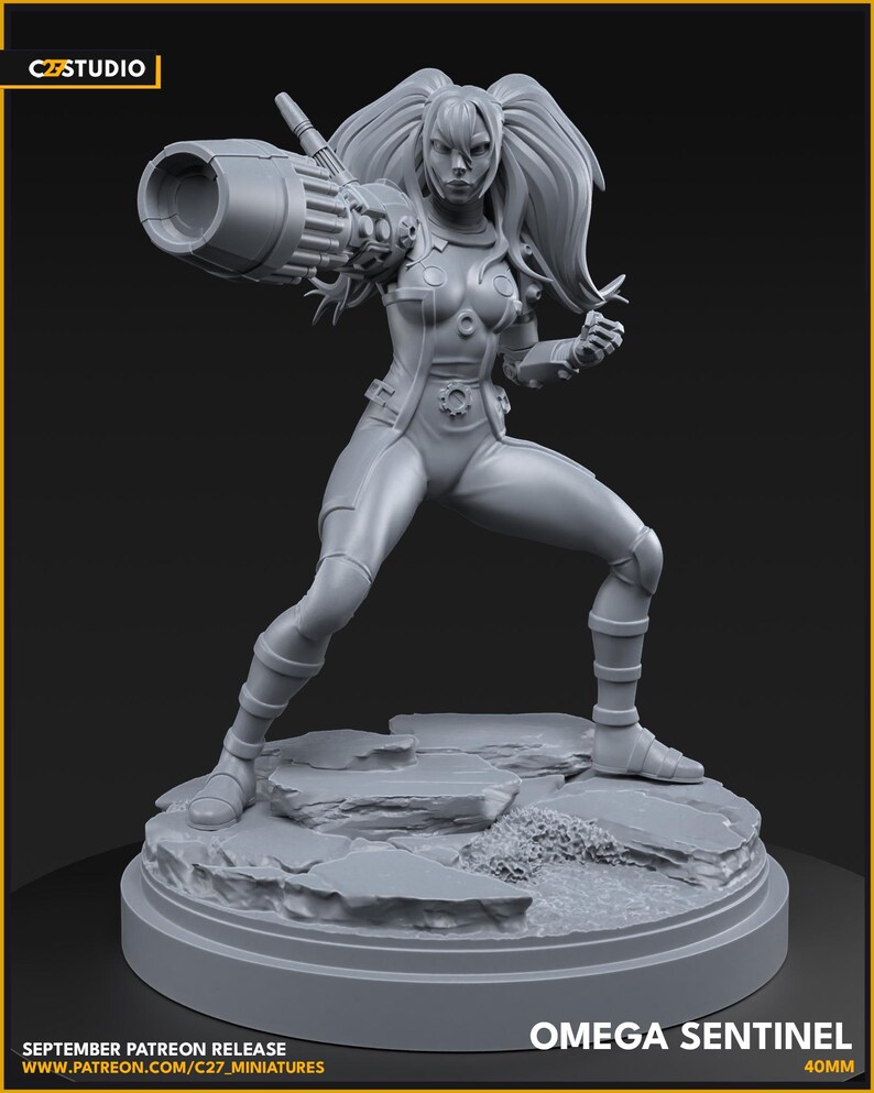 Sentinel Character Rpg Omega Sentinel Fanart by C27 Miniatures, 40 Mm 3D Printed Miniature for ...