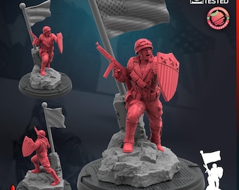 Captain America WW2 Era by Trident Studio Miniature for Tabletop, Boardgames and RPG