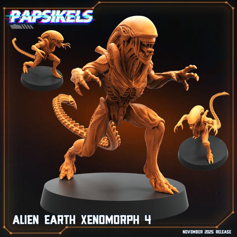 Alien Earth Xenomorph Variant 1-5 by Papsikels, Miniature for Tabletop ...
