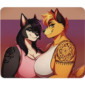 Alfombrilla de ratón peluda, alfombrilla de escritorio LGBTQ Lesbian Furries, chica gamer, alfombrilla de ratón para juegos, Pride Office, diseño de animal lindo, escritorio antideslizante, regalo gay