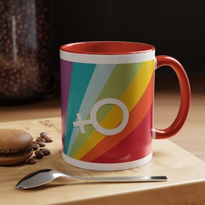 Bunter Stolz Akzent Kaffeetasse, LGBTQ + Geschenk, Regenbogen Tasse für Kaffeeliebhaber, 11 Unze Tasse, perfekt für Feiern
